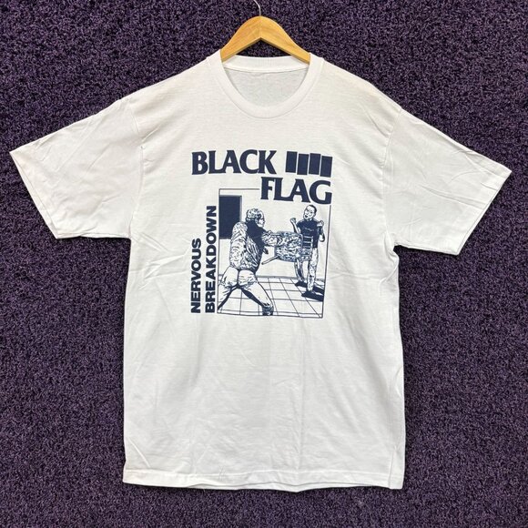 Black Flag Nervous Breakdown Hardcore Punk Band T-Shirt L - Picture 1 of 4